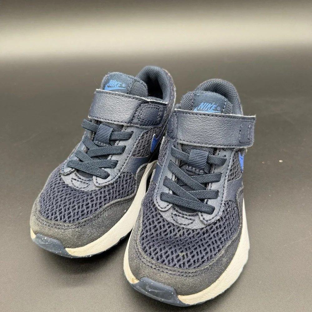 Nike Air Max System Toddler TD Size 11C Navy Blue Hook-and-Loop Sneaker